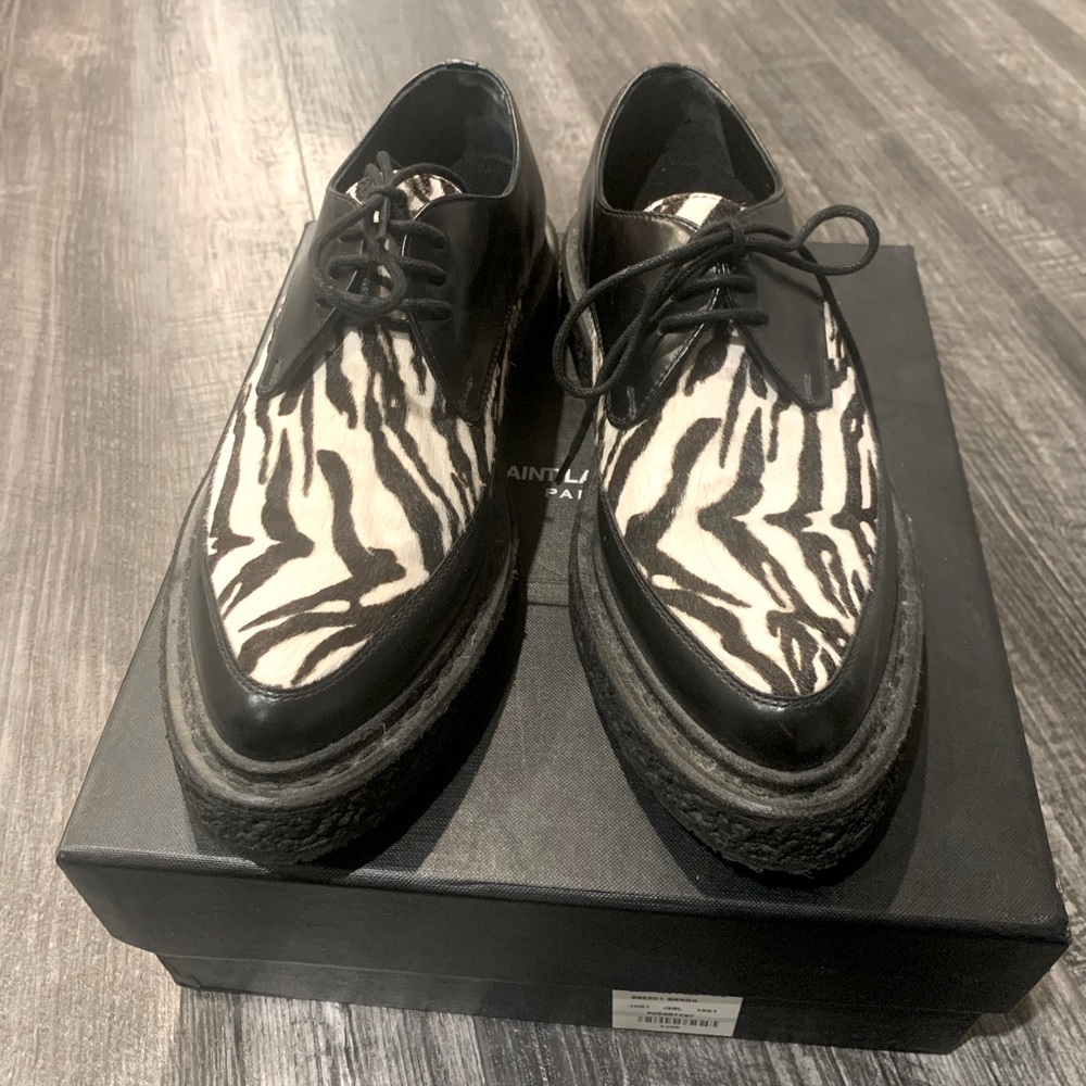 Saint Laurent Zebra Cowhide Creepers 38